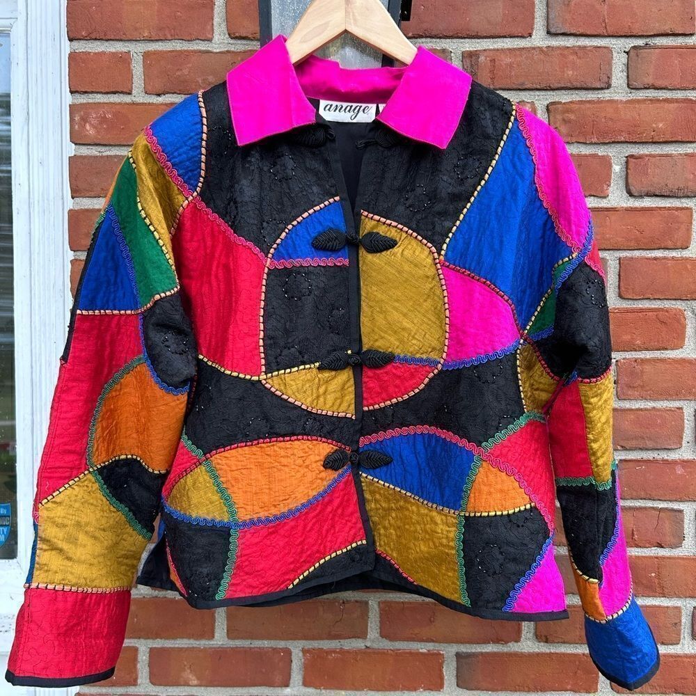 Anage Patchwork Embellished Vintage Blazer